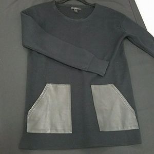 Leather patch pocket sweater